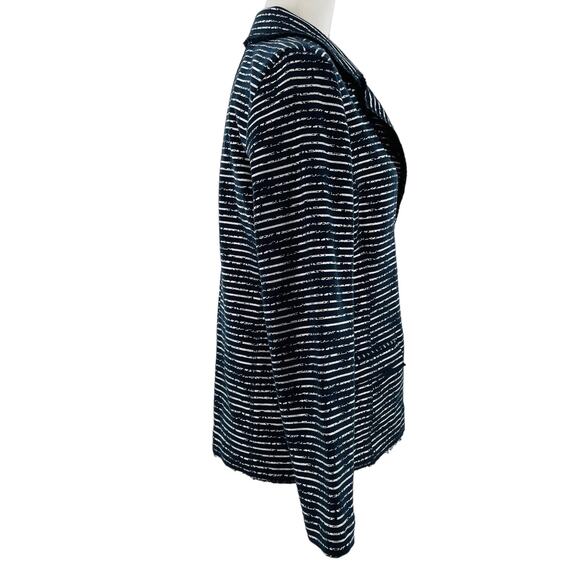 Elliott Lauren Black & Silver Striped Knit Button Front Blazer Jacket Women Sz S - Picture 3 of 11